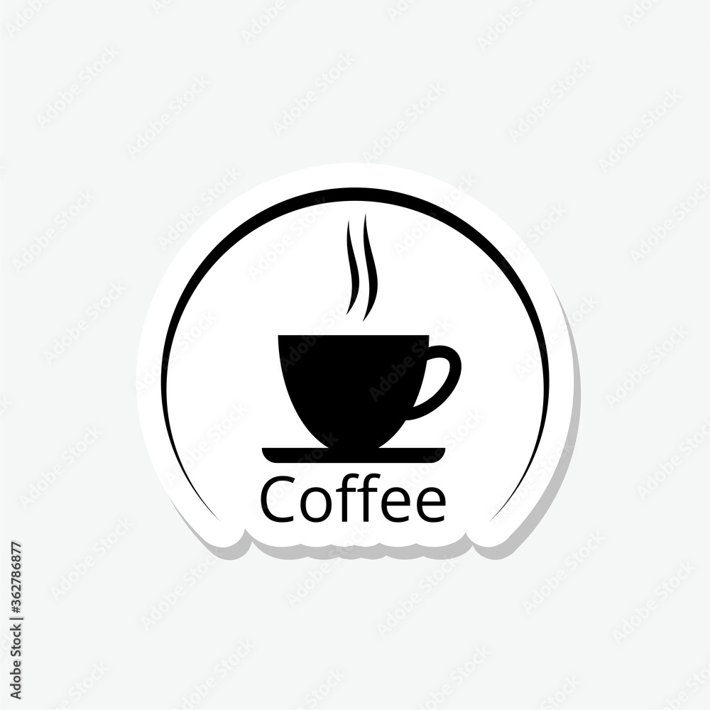 Coffee Cup sticker icon isolated on gray background Coffee Cup sticker icon isolated on gray background