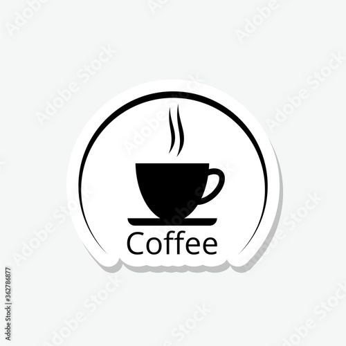 Coffee Cup sticker icon isolated on gray background