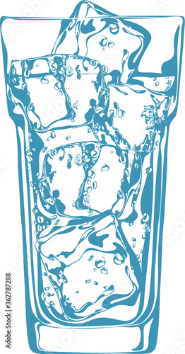 vector highball glass with cocktail. beautiful graphic illustration on a white background for menu, labels and decor
