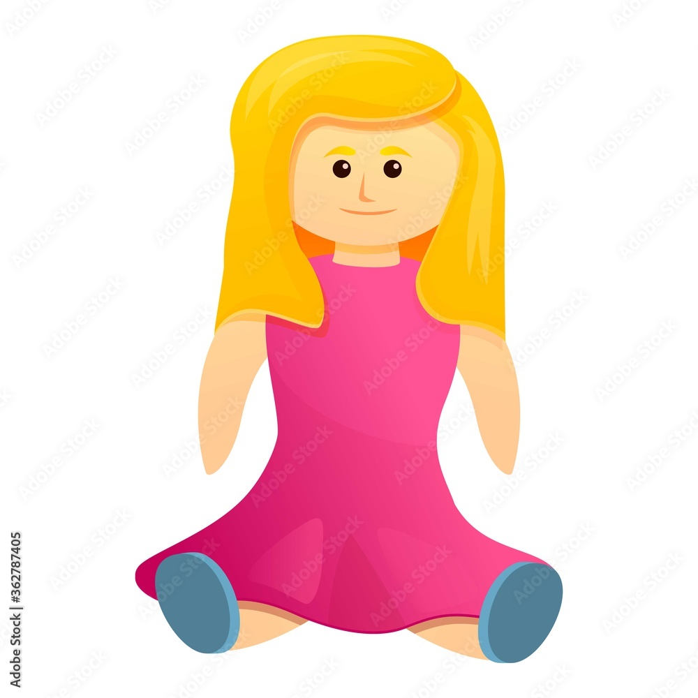 Blonde doll icon. Cartoon of blonde doll vector icon for web design isolated on white background Blonde doll icon. Cartoon of blonde doll vector icon for web design isolated on white background