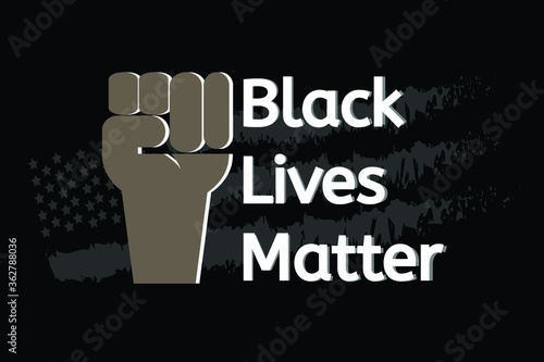 Black Lives Matter on American flag.