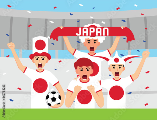 Japan Supporters in flat design Stock Vectors