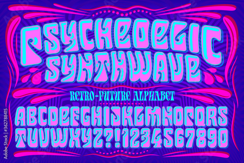 A Futuristic Reworking of a Classic Lettering Style Popular in the 1960s During the Psychedelic Era; The Saturated Colors are Typical of the Vaporwave Style