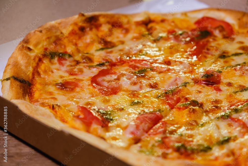 Background pizza pepper rustic sauce, table. Background pizza pepper rustic sauce, table.