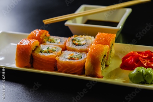 Japanese sushi seafood roll...