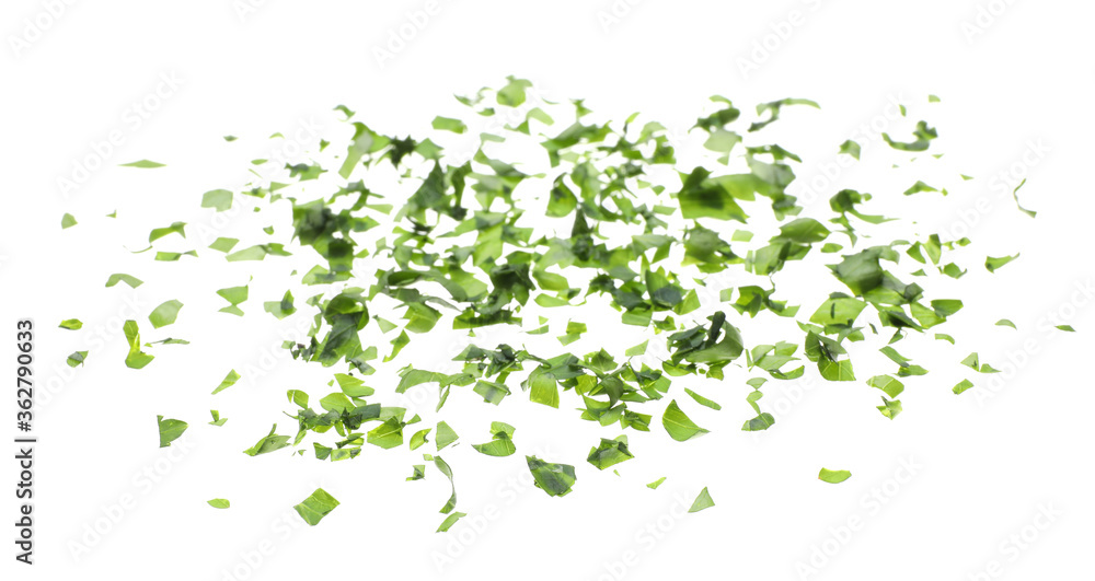 Cut fresh green parsley on white background Cut fresh green parsley on white background