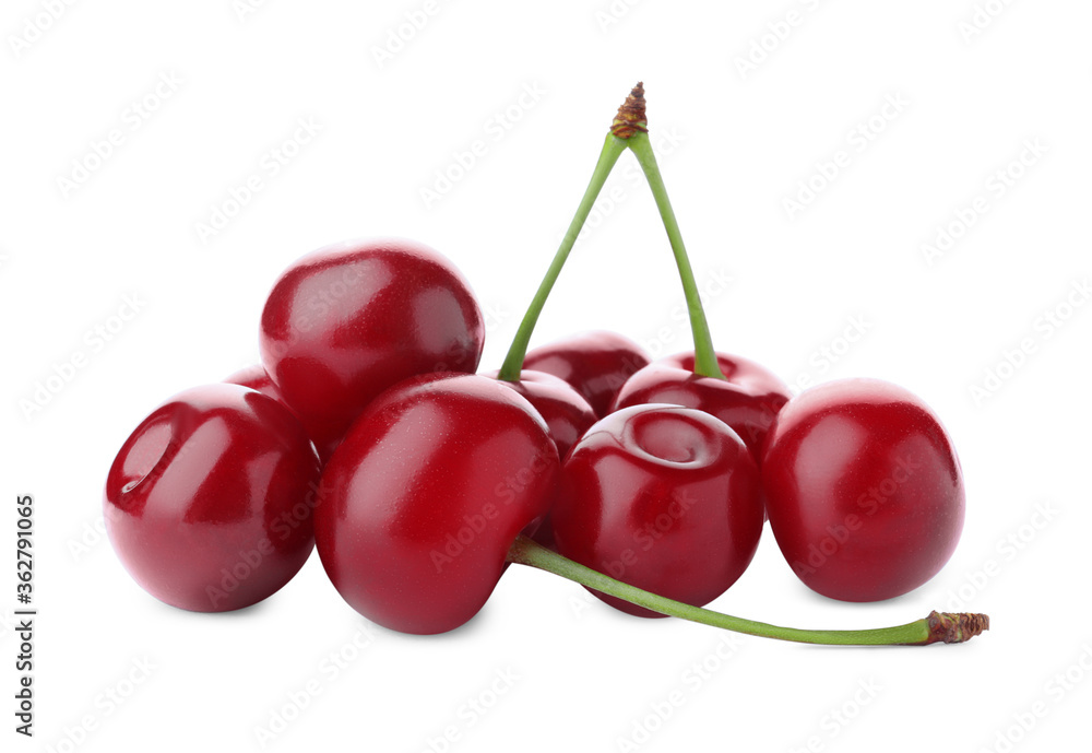 Bunch of juicy cherries on white background Bunch of juicy cherries on white background