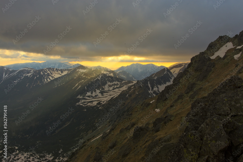 Poland Tatra Mountains. Sunset in the Tatra Mountains.