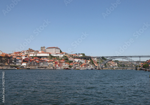Sights and scenes of Porto in Portugal, featuring buildings, river and roads © jacquimartin