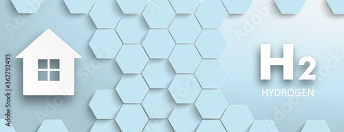 Blue Hexagon Structure House H2 Hydrogen Header