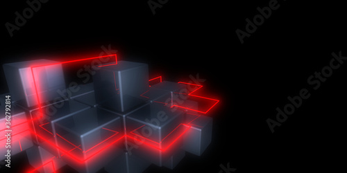3D abstract background cubes. 3d illustration