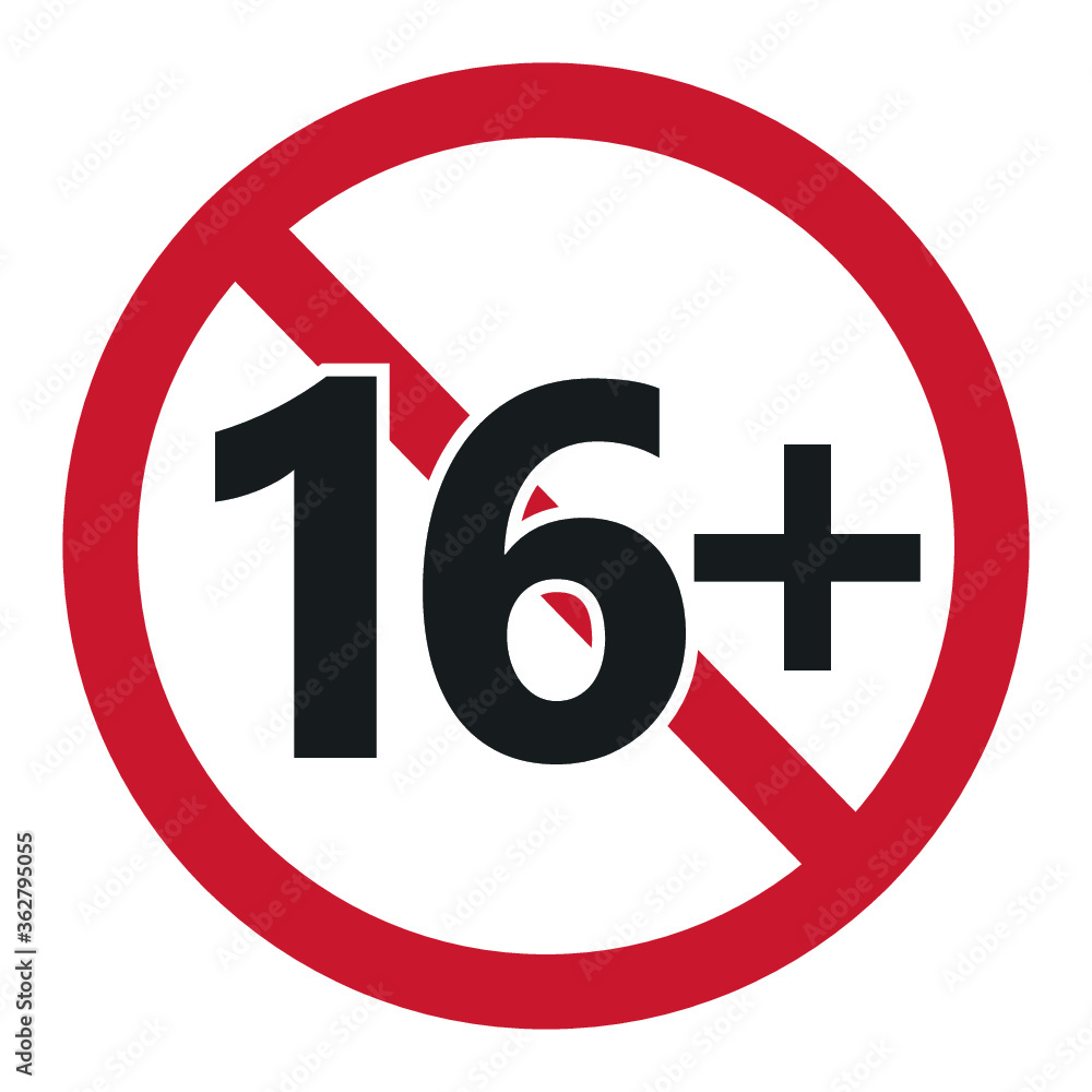 Age restriction symbol. sixteen plus. Abstract concept, icon Age restriction symbol. sixteen plus. Abstract concept, icon