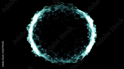 Glowing Neural Network Sphere, Visualization of AI, Artificial Intelligence web, futuristic computing power, circular network of blue dots and lines moving smoothly in space, 4K.