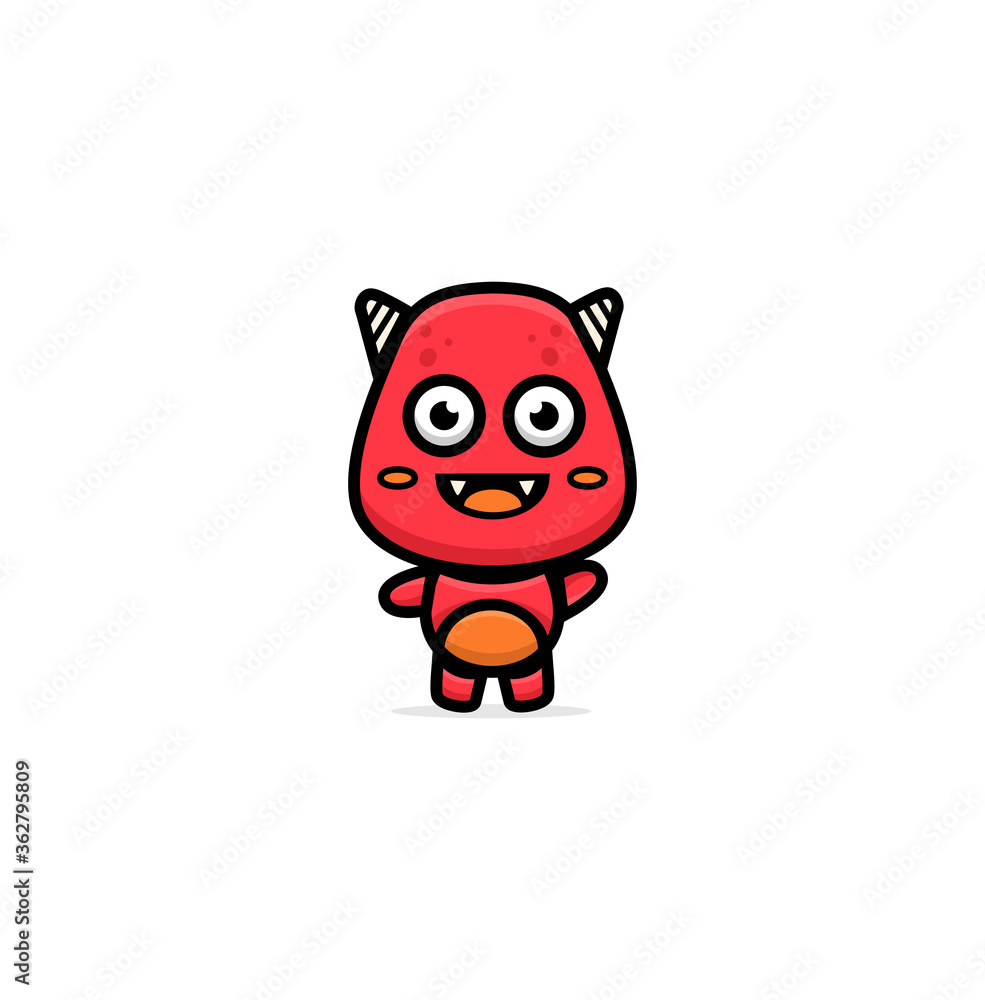 Illustration of cute red monster Illustration of cute red monster