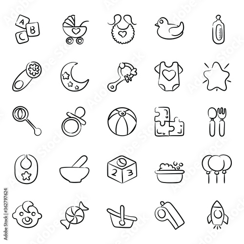 
Pack Of Childhood Doodle Icons
