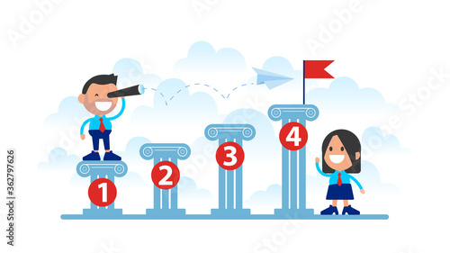 Bild auf Leinwand Four steps to business success.