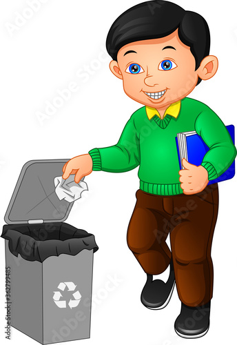 man throw garbage in the trash