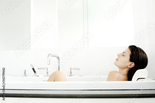 Woman relaxing in the bathtub