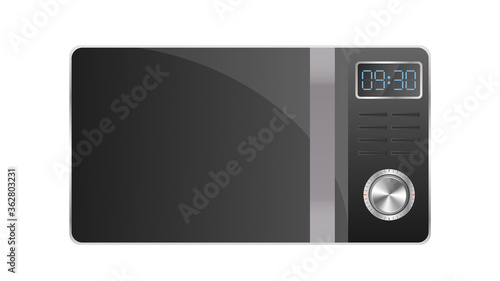 Microwave in a realistic style. Kitchen microwave oven isolated on a white background. Vector.