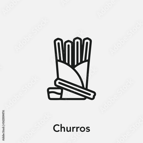 churros icon vector. Linear style sign for mobile concept and web design. churro symbol illustration. Pixel vector graphics - Vector.	