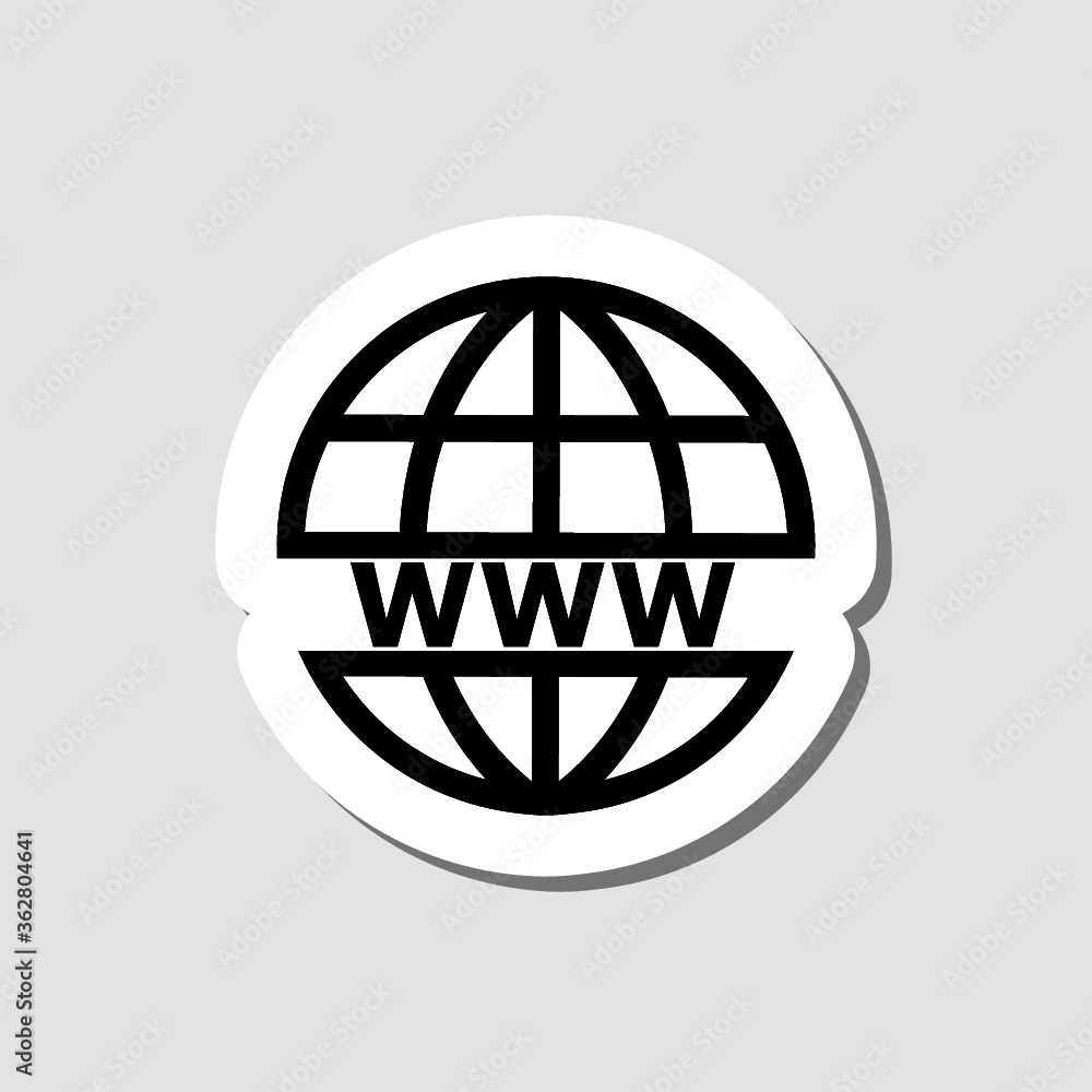 World wide web concept globe sticker icon isolated on gray background World wide web concept globe sticker icon isolated on gray background
