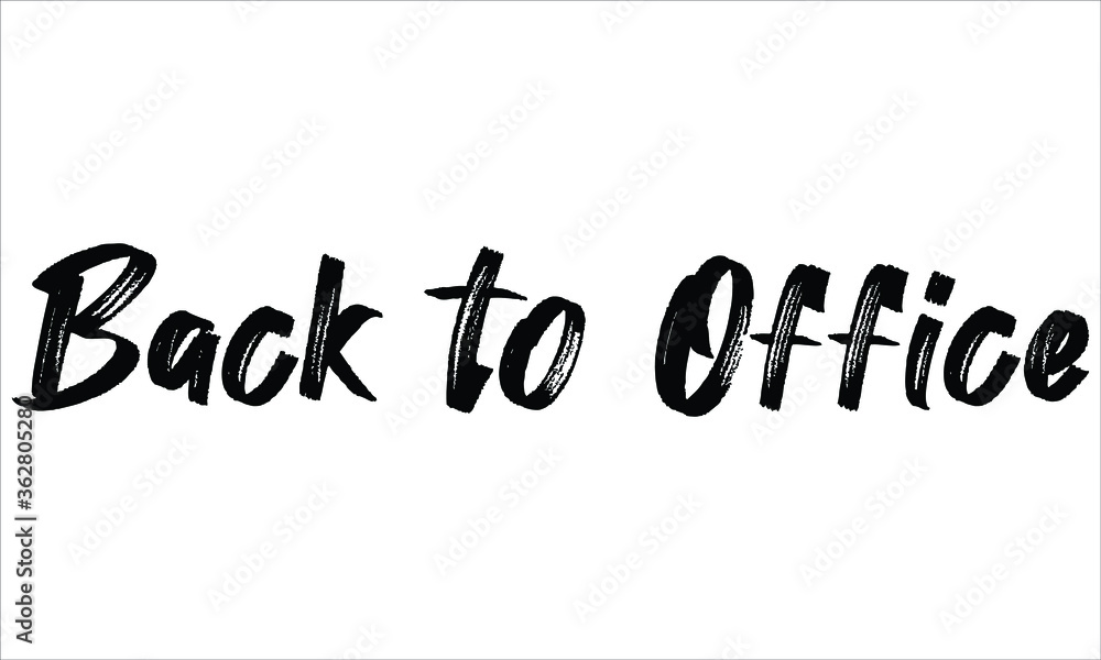 Back to Office Brush Typography Hand drawn writing Black Text on White Background  