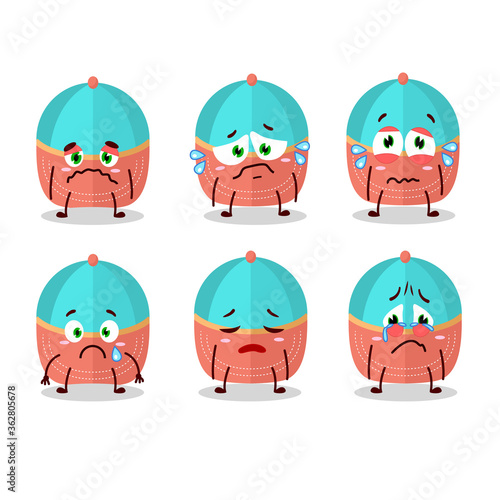 Hat cartoon in character with sad expression