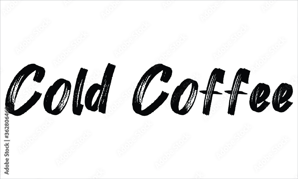 Cold Coffee Brush Typography Hand drawn writing Black Text on White Background Cold Coffee Brush Typography Hand drawn writing Black Text on White Background