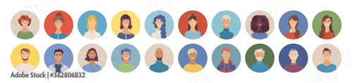 Flat people avatars set