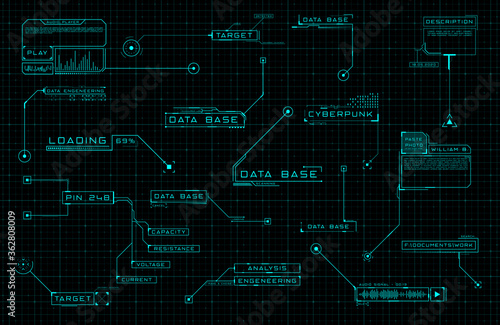 HUD callout design elements. Set of callout futuristic user interfaces. Modern digital layout of control panel and user menu HUD  GUI  FUI. Editable stroke. Good for animation. Vector