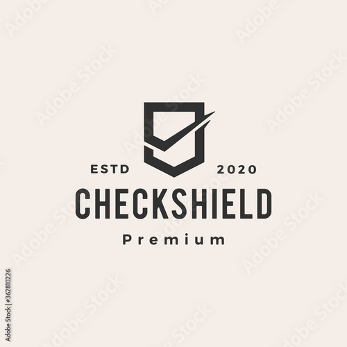 check shield hipster vintage logo vector icon illustration