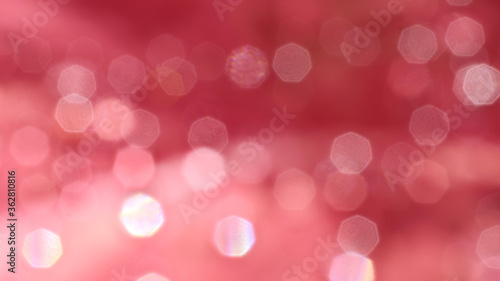 bokeh background white red color heptagon snape / bright water drop on red leaf