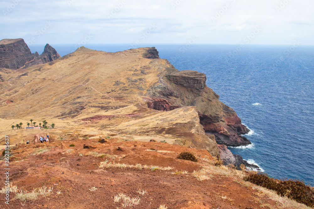 The magnificent dramatic landscape with the red desert dunes on the Ponta de São Lourenço (Saint Lourence cape) on Madeira island