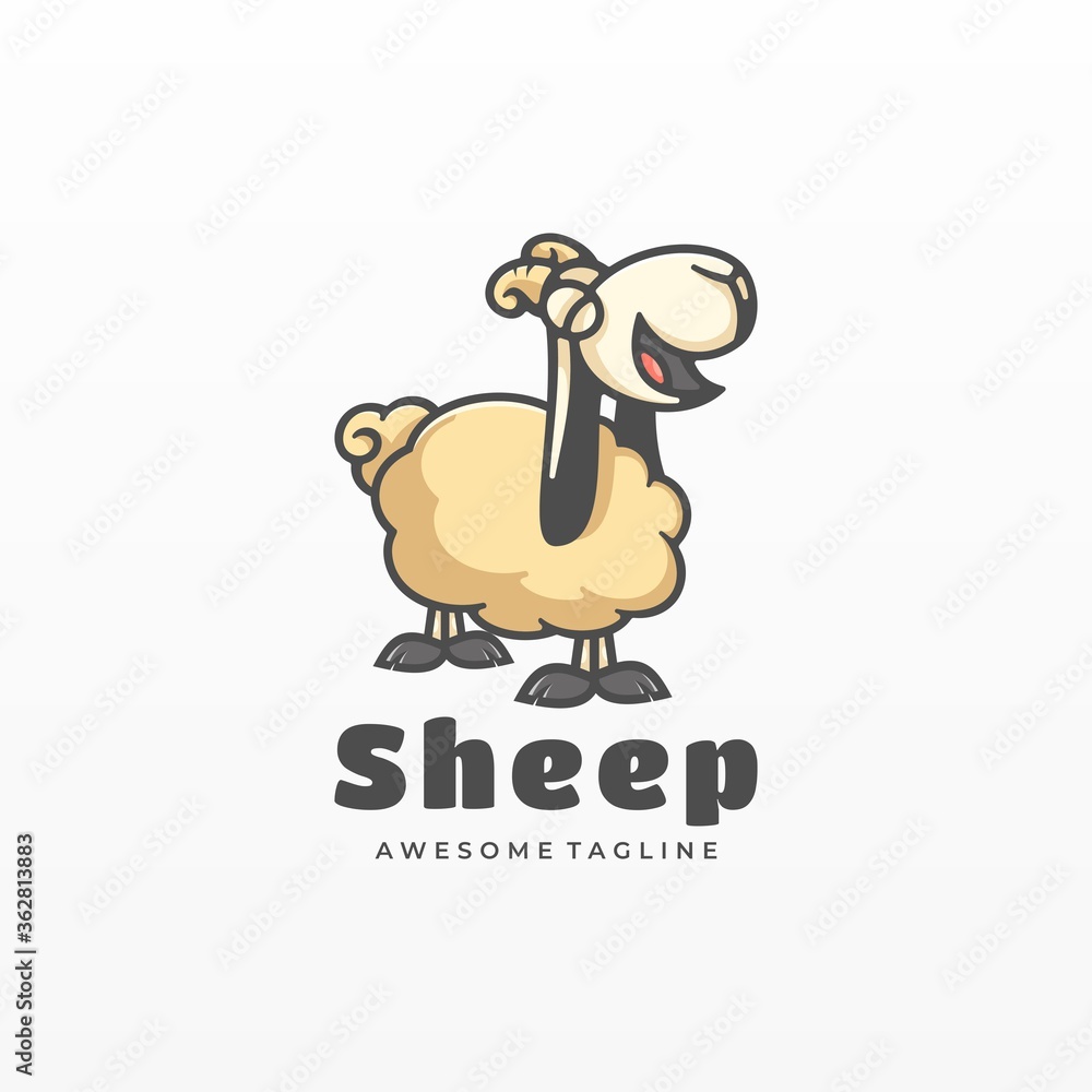 Vector Logo Illustration Sheep Simple Mascot Style. Vector Logo Illustration Sheep Simple Mascot Style.
