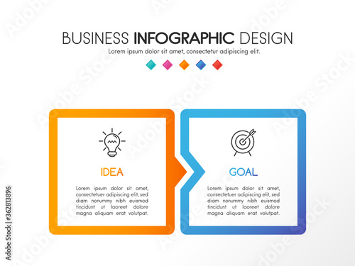 Colourful infographic template with 2 options. Flowchart. Vector
