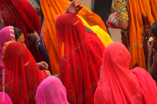 An unidentified group of women folk attending Pushkar camel Fair (Pushkar Mela)