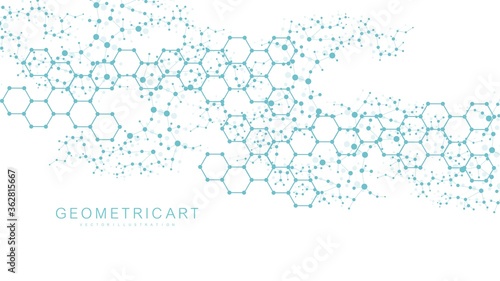 Wallpaper Mural Hexagonal abstract background. Big Data Visualization. Global network connection. Medical, technology, science background. Vector illustration. Torontodigital.ca