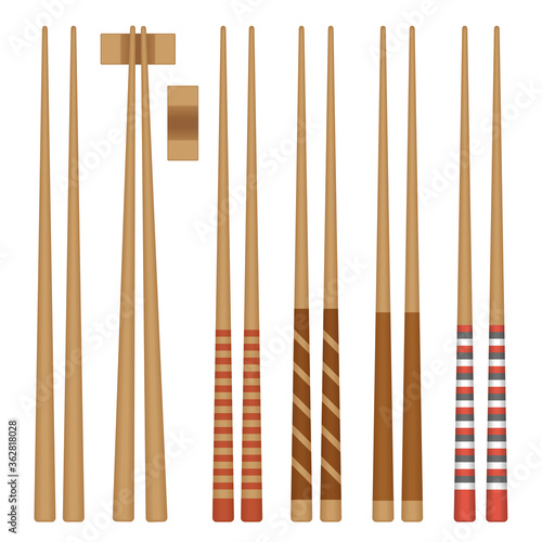 Vector set. Food Chopsticks. Icon, Symbol, Sign Illustration. Japanese, Chinese, Asian Food Chopsticks Isolated.