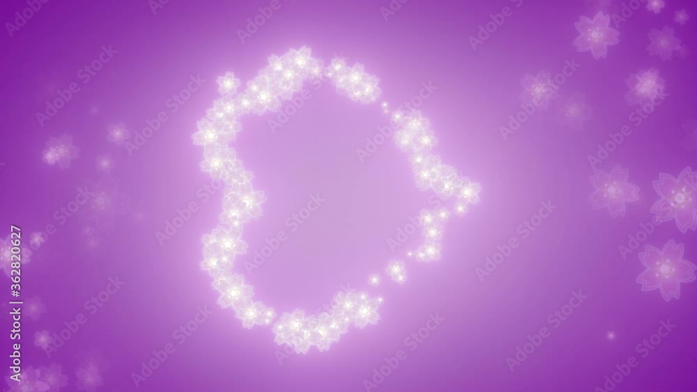 purple flowers in a big heart shape formation, purple background