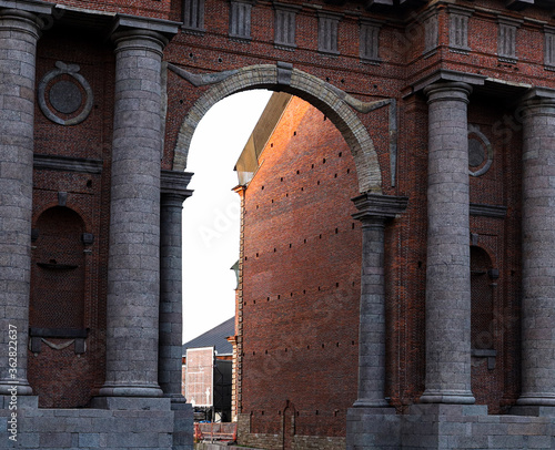 old European style architecture with a large span and columns