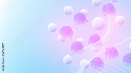 Molecular 3d vector structure molecule or atom. Scientific vector illustration for Science or Medical background. Molecular innovation model. Abstract biotechnological background chemistry research.
