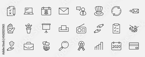 International Presidents Day Set Line Vector Icons. Contains such Icons as Hat, President, Voting, USA, Flag, Elections, Government, Ballot, Box, Check, Politics and more Editable Stroke 32x32 Pixels