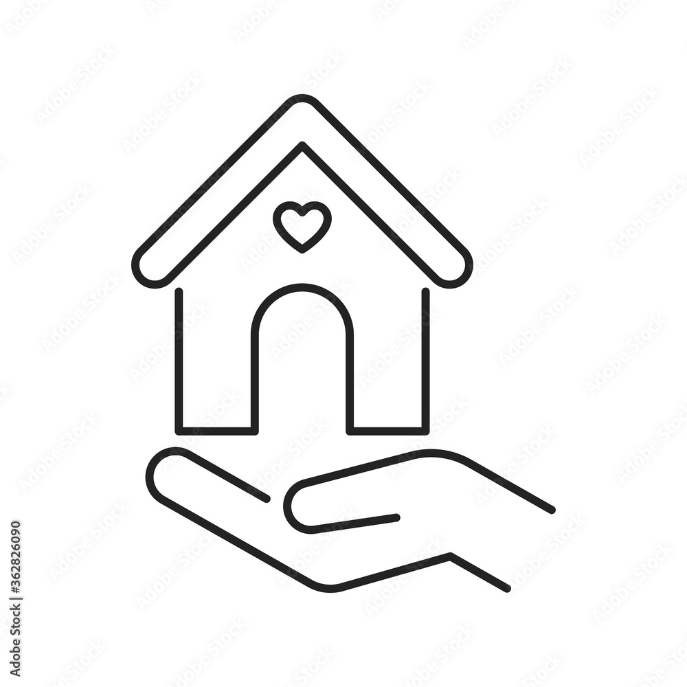 Help homeless black line icon. Charity concept for poor street people. Outline pictogram for web page, mobile app, promo. Help homeless black line icon. Charity concept for poor street people. Outline pictogram for web page, mobile app, promo.