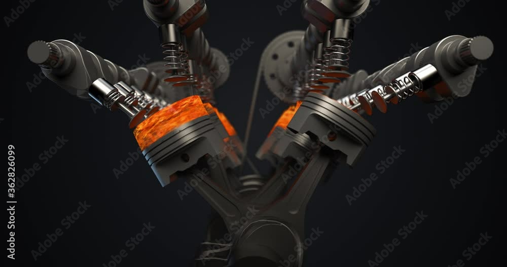 V8 Car Engine Starts Slow Then Speeds Up With Ignitions And Explosions