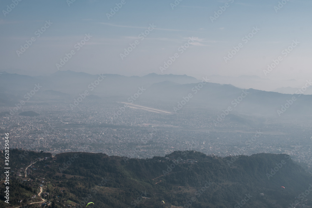 View over Pokhara and mountains, Nepal from Sarangkot hill