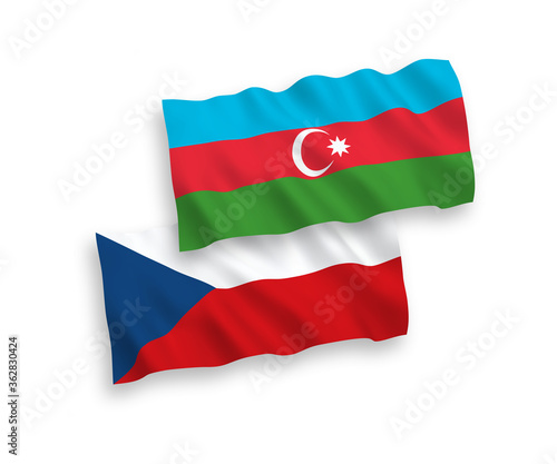 Flags of Czech Republic and Azerbaijan on a white background