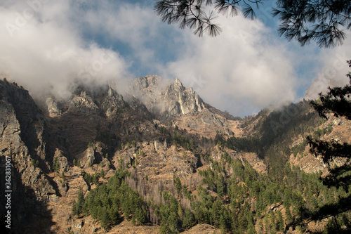 Nepalese mountain ranges along Annapurna circuit, Nepal photo