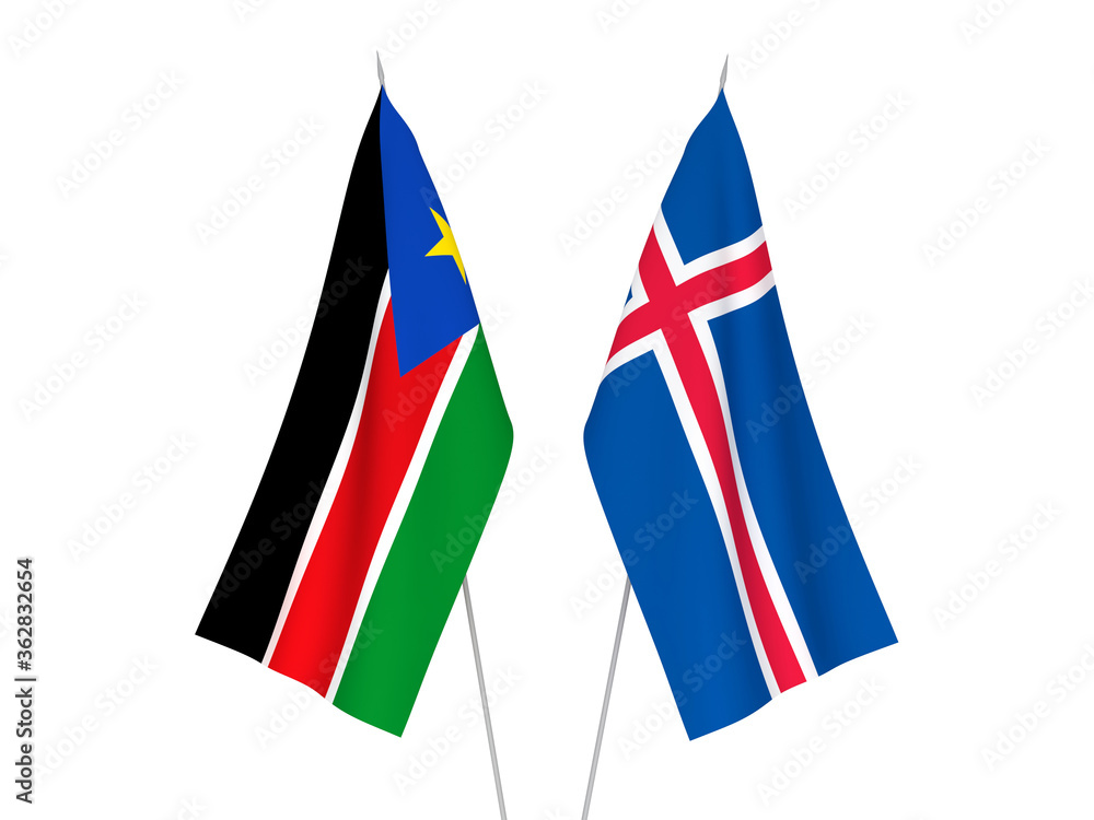 Iceland and Republic of South Sudan flags
