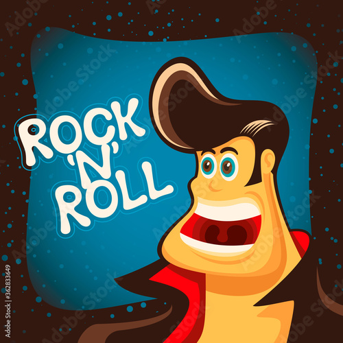 Comic guy in rock and roll lifestyle. Vector illustration.