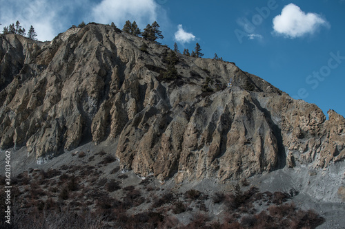 Mountains trekking Annapurna circuit, Marshyangdi river valley, Nepal